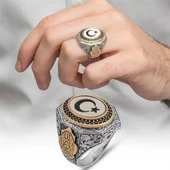 Ayyıldız La Galibe İllallah Yazılı 925 Gümüş Erkek Yüzük - 10