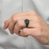 Siyah Oniks Yuvarlak Taşlı 925 Gümüş Erkek Yüzük thumbnail 9