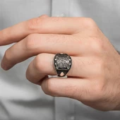 Mührü Süleyman İşleme 925 Gümüş Erkek Yüzük - 6