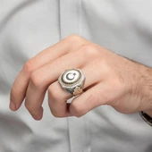 Ayyıldız La Galibe İllallah Yazılı 925 Gümüş Erkek Yüzük - 8