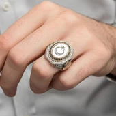 Ayyıldız La Galibe İllallah Yazılı 925 Gümüş Erkek Yüzük - 6