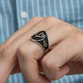 Elif Vav Tuğra Desenli 925 Gümüş Erkek Yüzük thumbnail 12