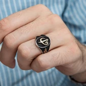 Elif Vav Tuğra Desenli 925 Gümüş Erkek Yüzük thumbnail 2