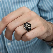 Elif Vav Tuğra Desenli 925 Gümüş Erkek Yüzük thumbnail 11