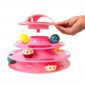 Tower of Tracks 4 Katlı 7 Toplu ve Tüylü Yuvarlak Kedi Oyuncağı 24 x 13 Cm Pembe - 4