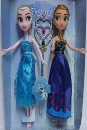 Oyuncak Orta Boy Elsa Anna Asa Bebek Aksesuarlı Frozen Bebek Kız Çocuk Evcilik Oyuncakları - 2