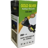 GOLD SİLVER GS-845 USB GİRİŞLİ 7W- UZUN MENZİLLİ - USB ŞARJLI FLAŞÖRLÜ EL FENERİ - 4