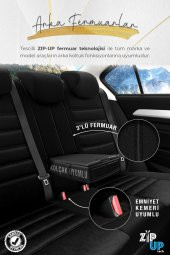 Otom Iconic Design Ortopedik Yüksek Kalite Gerçek Süet Oto Koltuk Kılıfı Tam Set - Siyah-Gri - 4