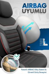 Otom Individual Design Ortopedik Özel Tasarım Oto Koltuk Kılıfı Tam Set - Siyah-Kırmızı - 3