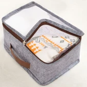 Derili Lüks Keçe 6 lı Bavul Organizer Seyahat Çantası 104522 GRİ - 3