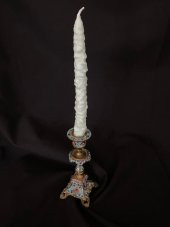 Çift Renkli Alevli Kar Masalı Şamdan Mumu 20 cm (Nil Yeşil) - 5