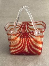 Fifth Avenue Crystal Vintage El Boyama Kırmızı Cam Vazo Çanta - 1