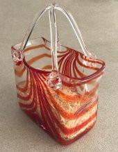 Fifth Avenue Crystal Vintage El Boyama Kırmızı Cam Vazo Çanta - 2