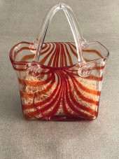 Fifth Avenue Crystal Vintage El Boyama Kırmızı Cam Vazo Çanta - 3