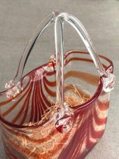 Fifth Avenue Crystal Vintage El Boyama Kırmızı Cam Vazo Çanta - 9