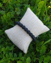 Bileklik Oniks Mat Doğal Taş Çakra Elastik Bileklik Unisex Yoga Enerji Bilezik - 1