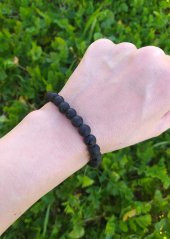 Bileklik Oniks Mat Doğal Taş Çakra Elastik Bileklik Unisex Yoga Enerji Bilezik - 2