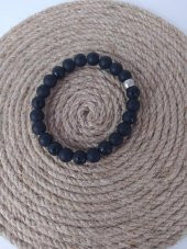 Bileklik Oniks Mat Doğal Taş Çakra Elastik Bileklik Unisex Yoga Enerji Bilezik - 3