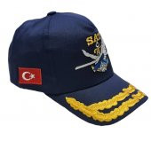 SAT ŞAPKA MAVİ DEFNE DALI İŞLEMELİ - 1