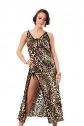 Leopar Güpürlü Saten Gecelik thumbnail 1