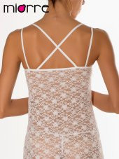 Sırtı Çapraz Askılı Biye Detaylı Dantel Gecelik thumbnail 3