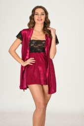 Kadife Fuşya Sabahlıklı Takım thumbnail 2