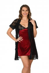 Kadife Bordo Sabahlık Takım thumbnail 2