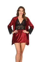 Kadife Bordo Sabahlık Takım thumbnail 2