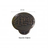 Köprülü Düğme Tek Vidalı Eskitme Antik Bakır Mobilya Dolap Kulp - 2