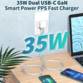Apple Uyumlu 35 W Çift USB-C Bağlantı Noktalı Şarj Adaptörü ve 2 Adet Usb-c Lightning Şarj Kablosu 1m - 5