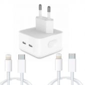 Apple Uyumlu 35 W Çift USB-C Bağlantı Noktalı Şarj Adaptörü ve 2 Adet Usb-c Lightning Şarj Kablosu 1m - 1