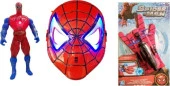 Spiderman Büyük Set Işıklı Örümcek Adam Işıklı Maske Ağ Atan Eldiven - 1