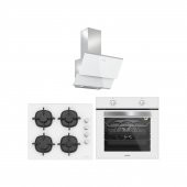 Silverline Beyaz Cam Ankastre Set 3490 Oslo Beyaz Davlumbaz - CS5343W01 Ocak - BO65E1W01 Fırın - 1