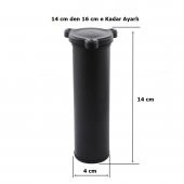 Metal Mobilya Koltuk 14 -16 cm Ayarlı Orta Destek Ayağı Mat Siyah - 2