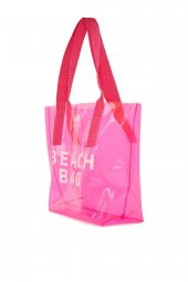 Bagmori Fuşya Beach Bag Baskılı Şeffaf Plaj Çantası - 2