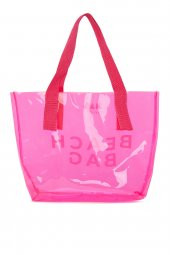 Bagmori Fuşya Beach Bag Baskılı Şeffaf Plaj Çantası - 3