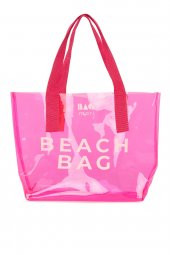 Bagmori Fuşya Beach Bag Baskılı Şeffaf Plaj Çantası - 1
