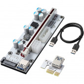 Riser V010-X 8 Kapasitörlü Yükseltici Pcı-E X1 To X16 Mining Riser Kartı A77 - 1
