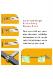 Pakas Balkon Çamaşır Kurutma Askısı Askılığı Kare Profil Pks 02 - 5