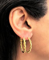 GOLD KAPLAMA KALIN BURGU MODEL 15 MM HALKA KÜPE-00HK87 - 1