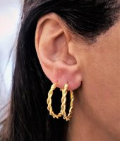 GOLD KAPLAMA KALIN BURGU MODEL 15 MM HALKA KÜPE-00HK87 - 2