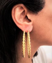 GOLD KAPLAMA KALIN BURGU MODEL 50 MM HALKA KÜPE-00HK89 - 2