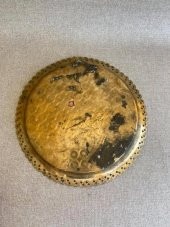 Vintage Sarı Metal Çay Kahve Tepsisi 27cm - 4