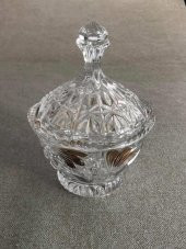 Vintage Kesme Cam Kristal Kapaklı Şekerlik thumbnail 1