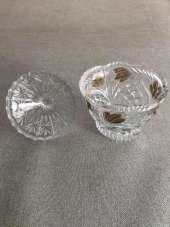 Vintage Kesme Cam Kristal Kapaklı Şekerlik thumbnail 2