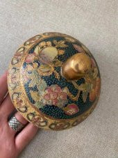 Kabartmalı İşlemeli El Boyası Vazo Kapağı 14cm - 2