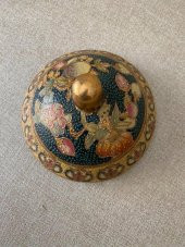 Kabartmalı İşlemeli El Boyası Vazo Kapağı 14cm - 4