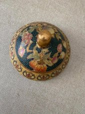 Kabartmalı İşlemeli El Boyası Vazo Kapağı 14cm - 5