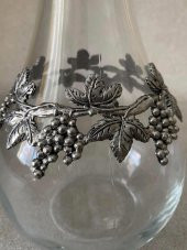Gümüş Üzüm Salkım Detaylı Antika İtalyan Cam Vazo 25cm - 4