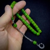 Çubuk Malzeme Püsküllü Kesme Model 9-8mm Hareli Sıkma Kehribar Tesbih thumbnail 1